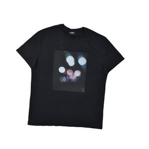EXPRESS Men's Black Graphic T-Shirt Regular Size M Cotton Bokeh Print Cotton